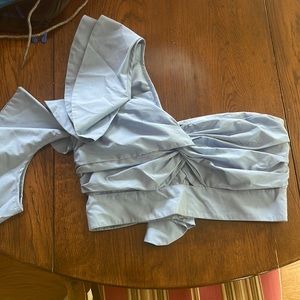 Carolina blue one shoulder crop top